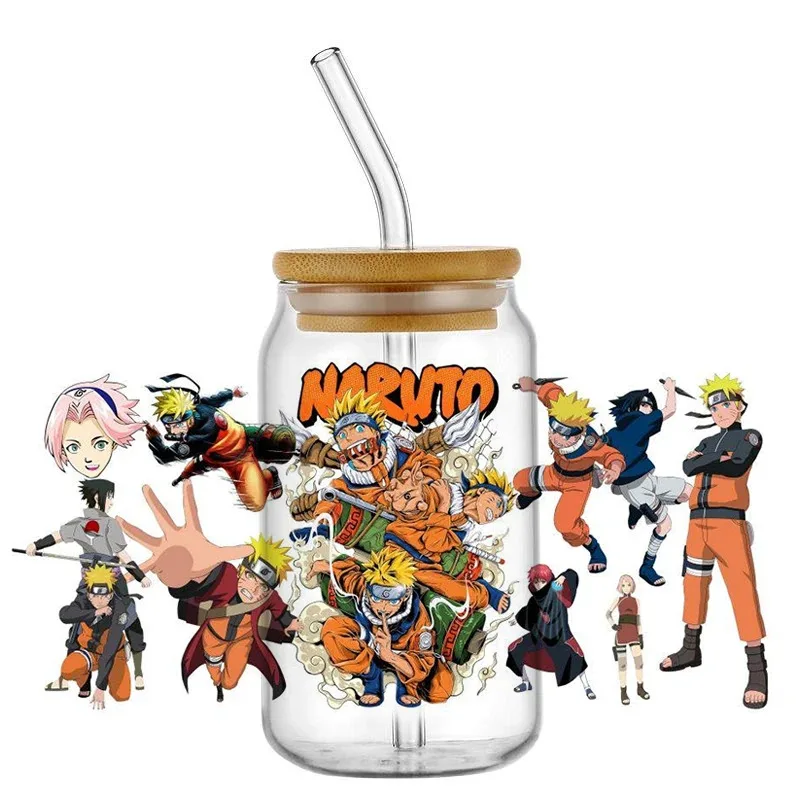 

Wholesale New Design Japanese animation Naruto UV DTF Decal Wrap For 16oz Libbey Glass Can Cup uvdtf Coffee Wrap Car Sticker DIY