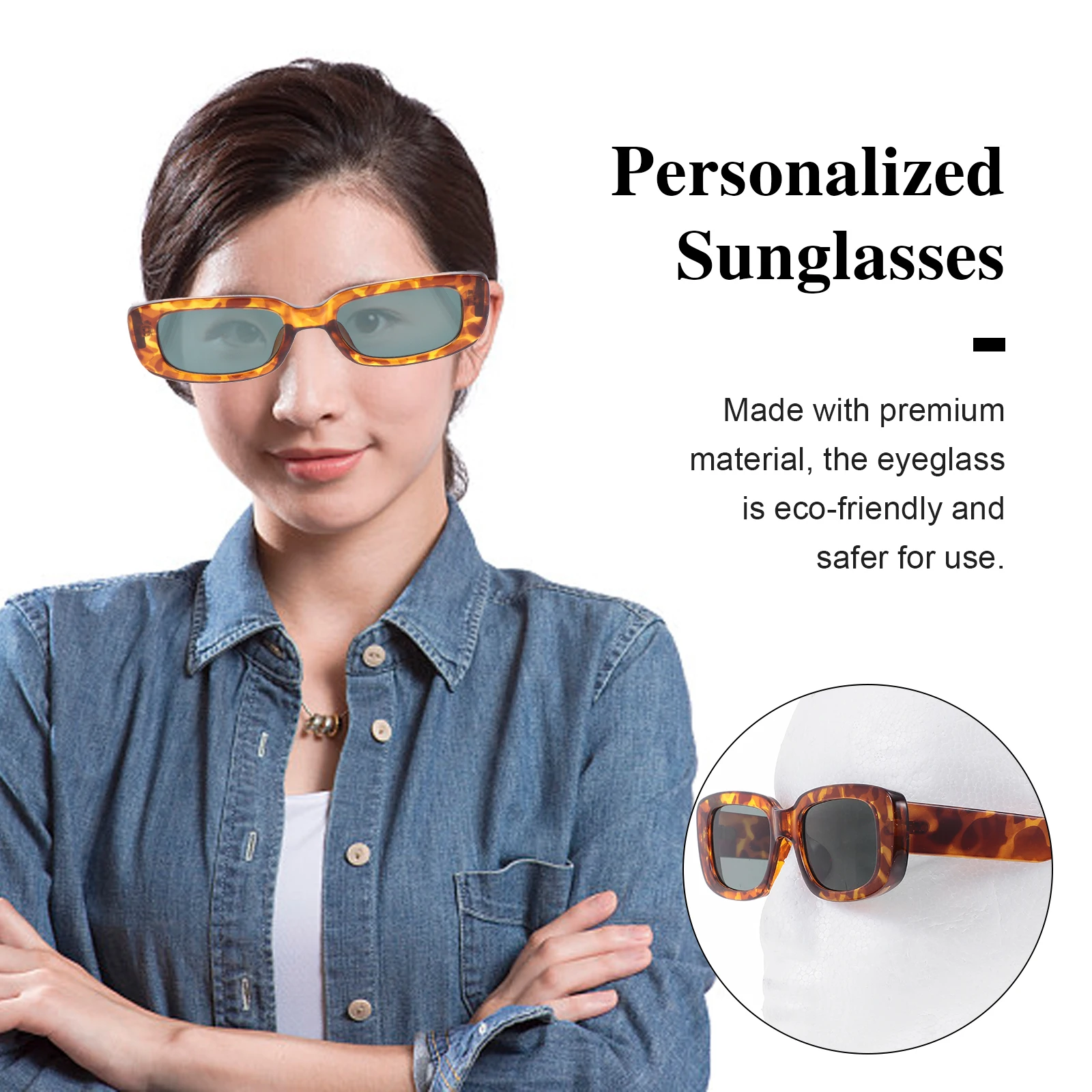 

1pc Square Sunglasses Print Frame Light Eco-Friendly Unisex Travel Eye Shades Eyewear Sunglasses Accessories