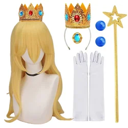 Anime Princess Wig Peach Wig For Girls Women Golden Long Wavy Cosplay Wig Synthetic Wig For Halloween Party