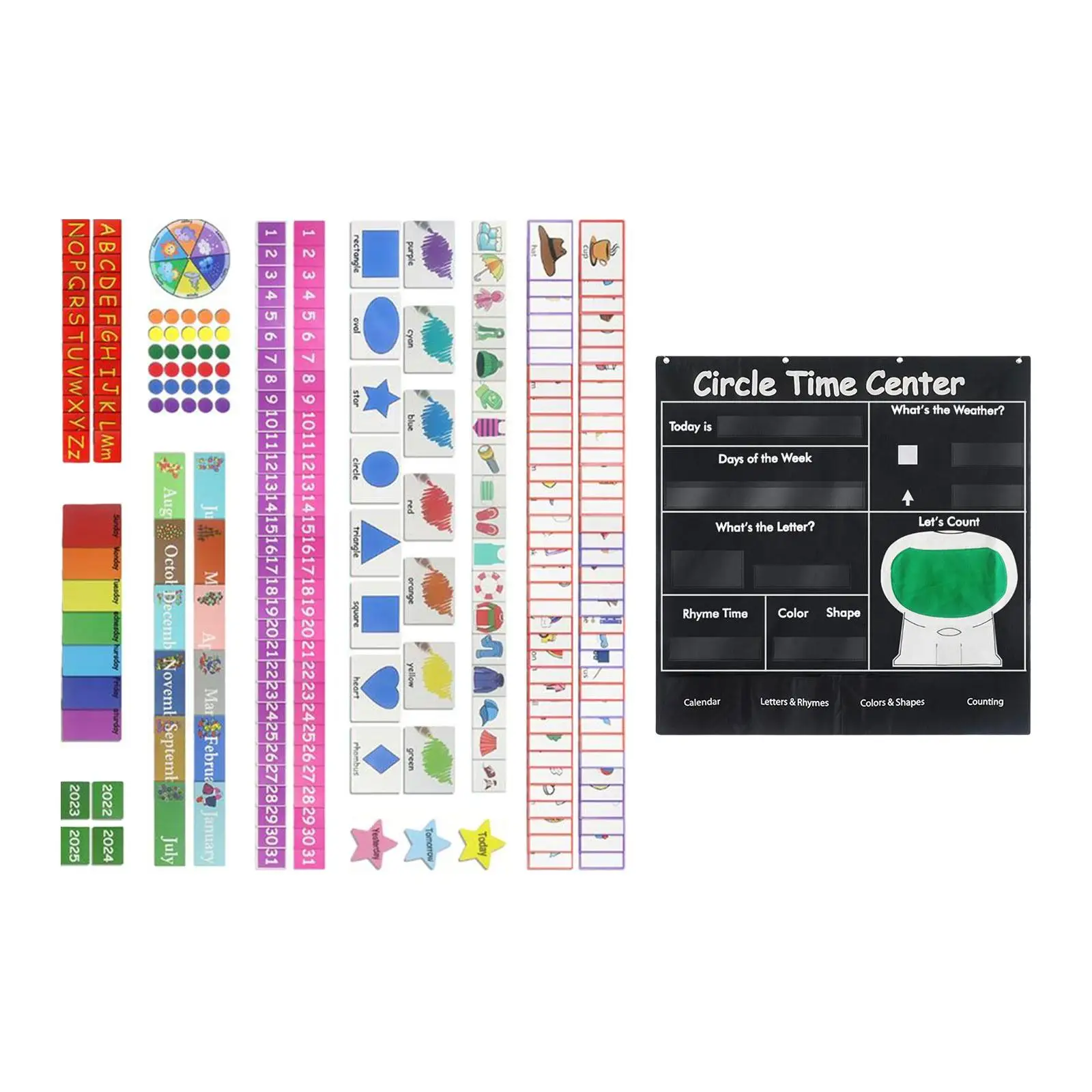 Circle Time Counting Pocket Chart, Contando para ensinar Supp, Color Shape