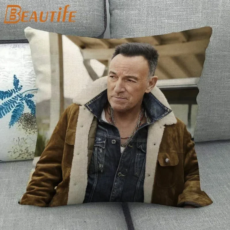 Custom Bruce Springsteen Pillowcase 45X45cm Wedding Decorative Eco-Friendly Cotton Linen Fabric Pillow Case