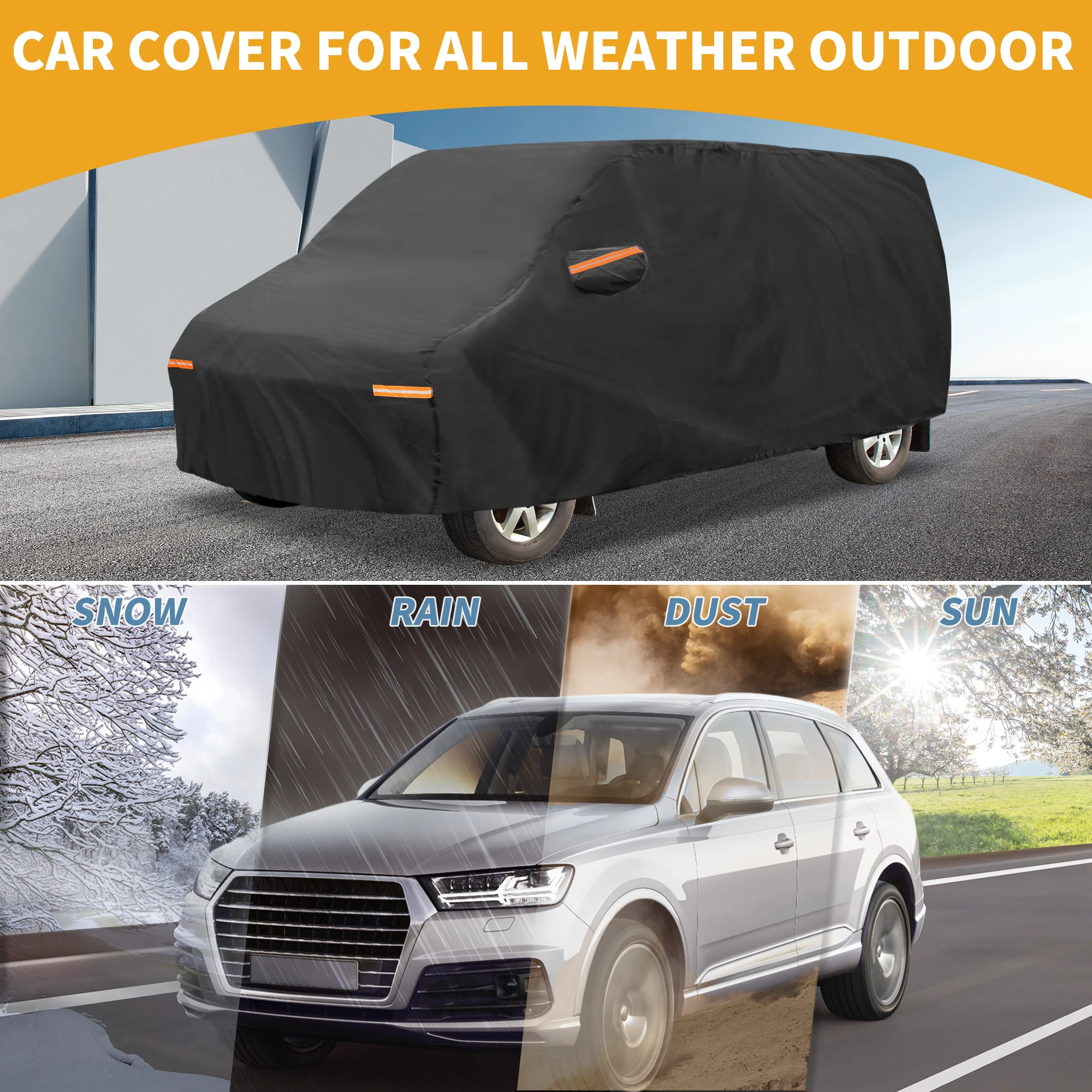 

Uxcell Car Cover Waterproof All Weather W/ Reflective Straps for Volkswagen T5 Swb