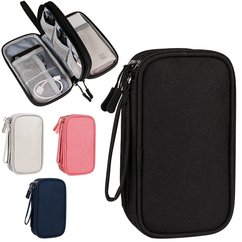 Double Layer Nylon Storage Bag Waterproof Travel Organizer Earphone Mouse Charger Cable Hard Drive Electronics Accessories New