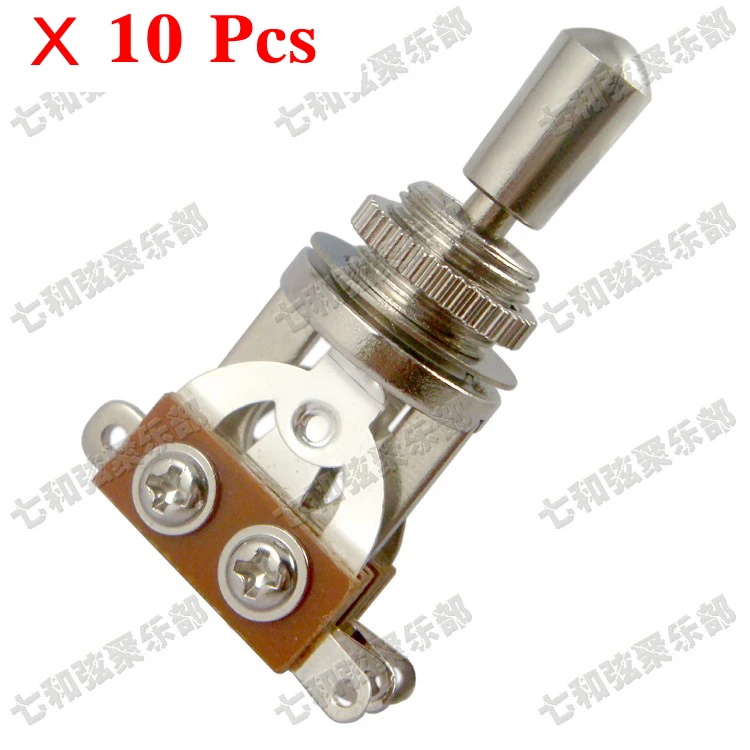 

10 Pcs Chrome 3 Way Electric Guitar Pickup Toggle Switch Selector Toggle Switch With Brass material Tip Knob Cap