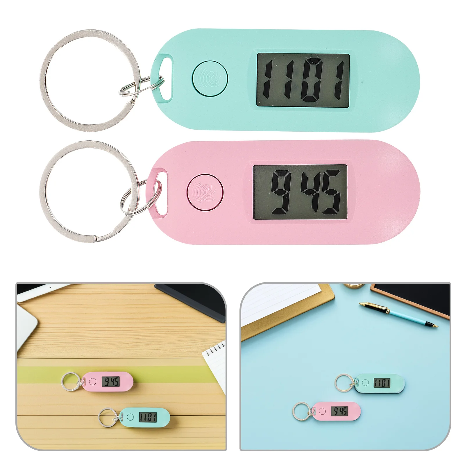 4 قطعة سلسلة المفاتيح الرقمية للطلاب الحلوى الملونة عرض صامت حقائب الظهر المحمولة جدول الامتحان ساعة المفاتيح الصغيرة #6