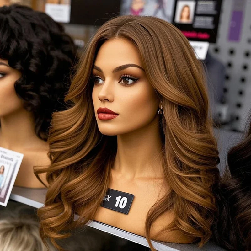 Long Brown Wave  Hair Lace Front Wigs Pre Plucked Body Wave Remy Natural