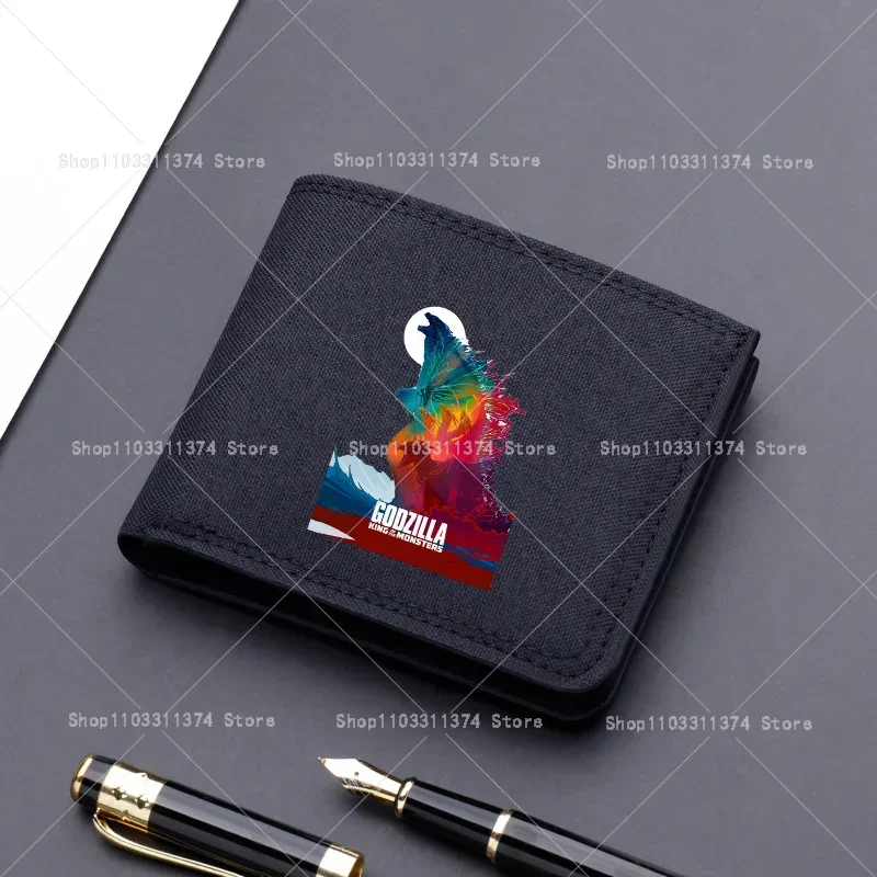 Godzillas Wallet Cool Anime Print Money Purse Card Holder Bag Boys Black Pocketbook Storage Pouch Foldable Wallets Birthday Gift