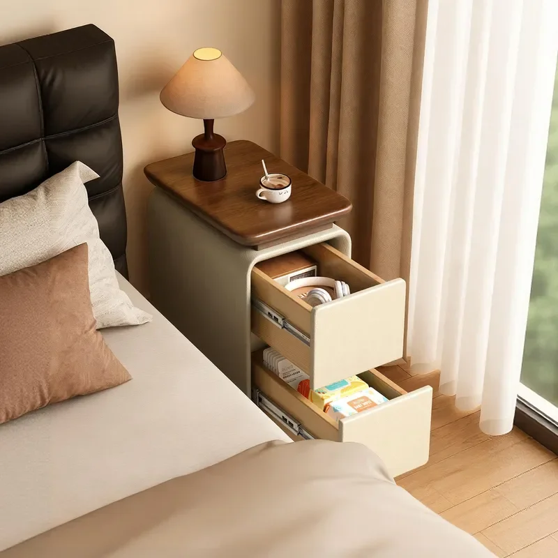 for Solid Wood Bedside Table Ultra Narrow Installation Free 2025 Hot Sale Household Bedroom Small Extremely Narrow Medieval