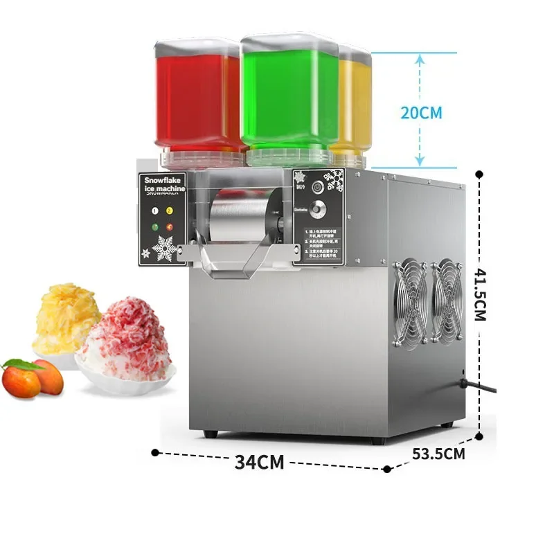 220V/110V Snowflake Ice Cream Machine 120kg/24H Snow Ice Maker Shaver Korea Bingsu Machine 4 Barrels Rainbow Color