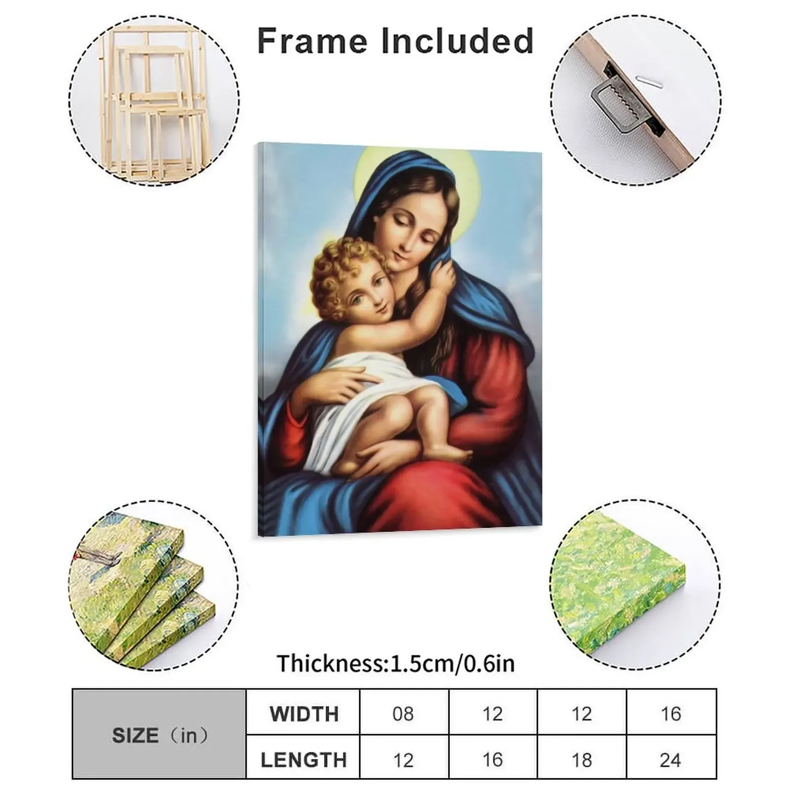 Virgin Mary 3 Canvas Painting Painting Garage Bar Cave Pub Create Framed Wall Paintings