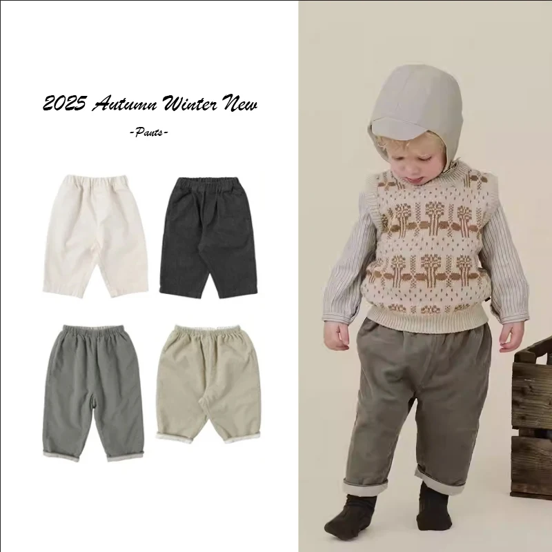 2023 herbst Neue BENE Marke Jungen und Mädchen Reine Baumwolle Cord Hosen Bequeme und Warme Jungen Einfarbig Cowboy Hosen 2-10Y