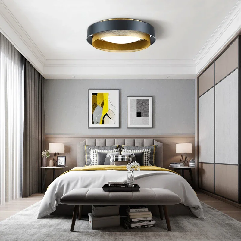 FSS Nordic Modern Ceiling Lamp Round Double Black Simple Ceiling Lamp Small For Living room Study Interior Lighting