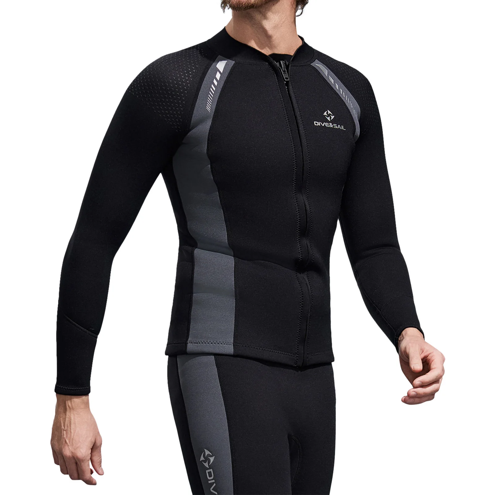 

Mens Rash Guard Swimsuit Tops 3mm Neoprene Wetsuit Swimwear Long Sleeve Color Block Beachwear Snorkeling Surfing Diving Swimsuit