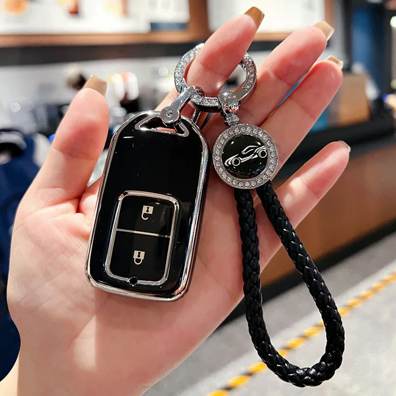 For Honda Civic CRV HRV Accord Pilot Fit Freed Vezel Odyssey 2018 - 2022 Accessories 2 Buttons TPU Car Key Cover Case view 5