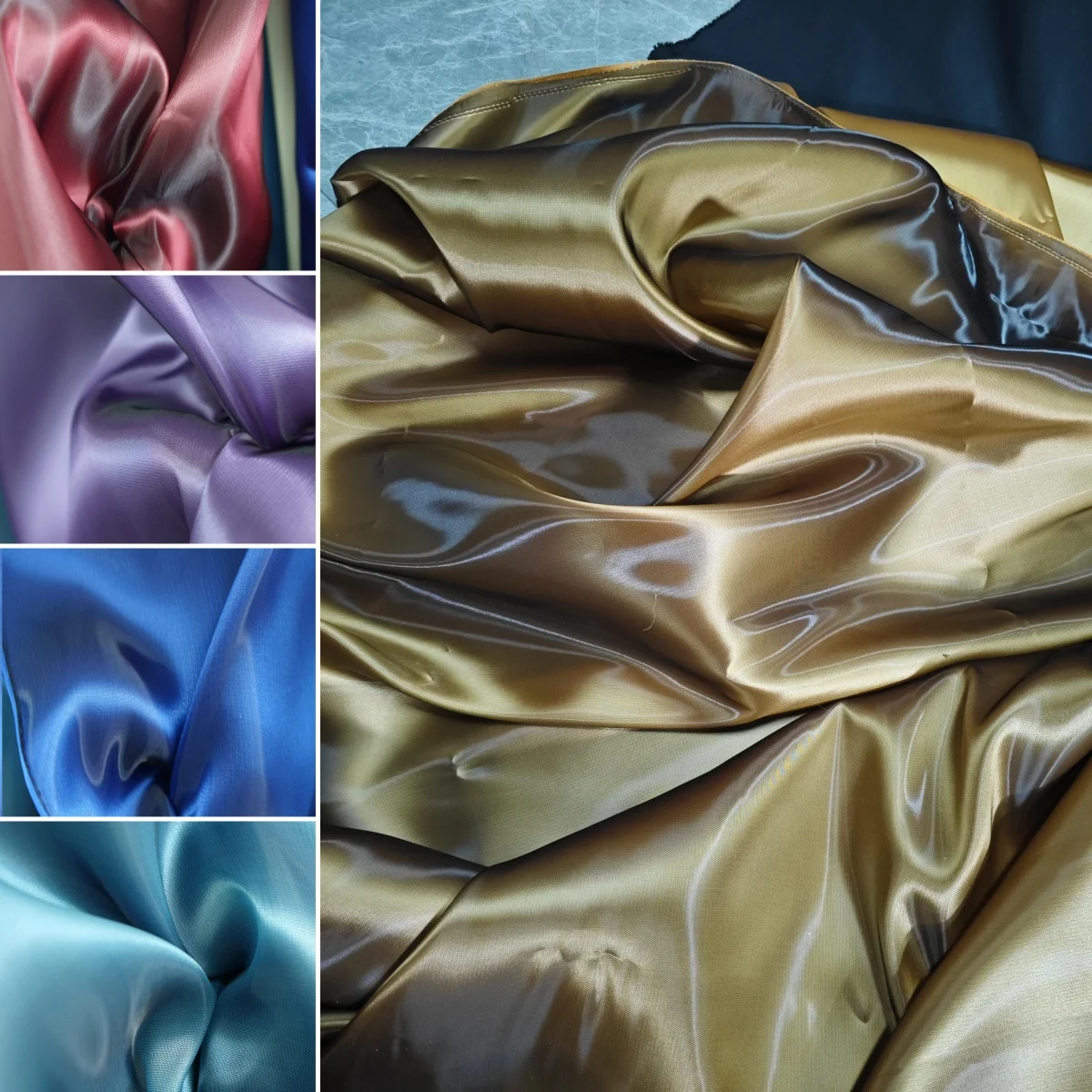 

High end water gloss satin design DIY women's evening dress designer customized reflective TR micro stiff sewing fabric