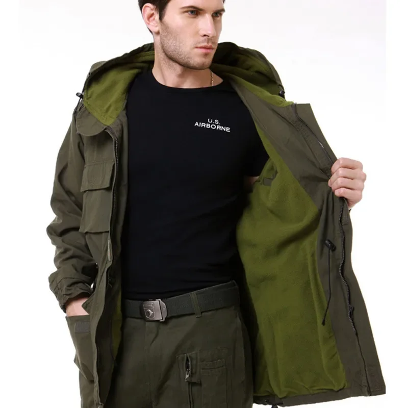 Army Fan Fleece Lining Warm Hooded Tactical Windbreaker Coat Outdoor Hiking Hunting Riding Climbing Training Thermal Tops