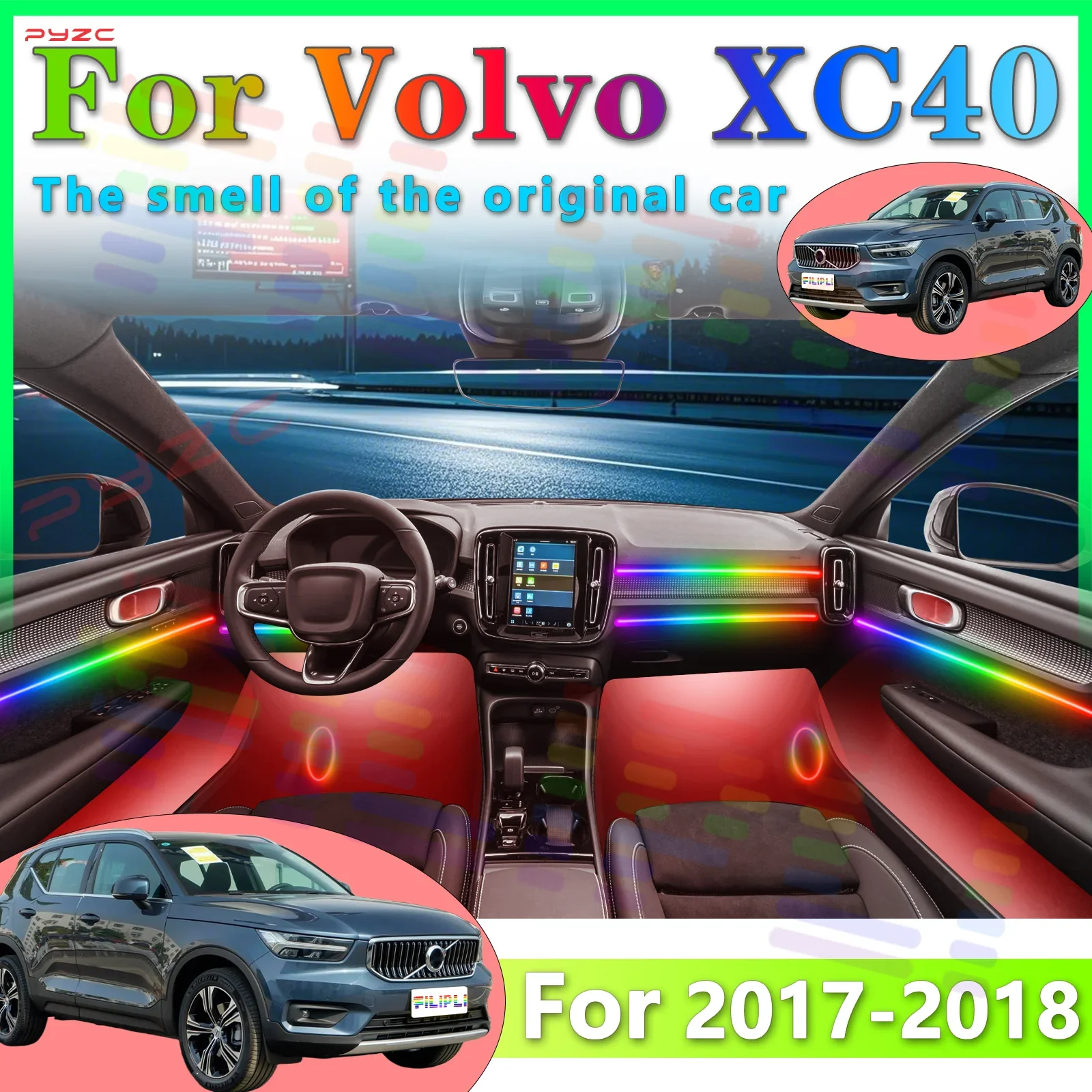 

Для Volvo XC40 светодиодный атмосферный светильник 64 цвета RGB Symphony с различными режимами для отличного привода