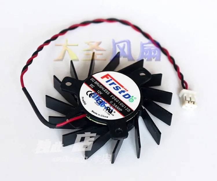 Free shipping original suitable for Firstd FD6010U12D 12V 0.3A 2-wire hole distance 2.7cm graphics card turbo cooling fan