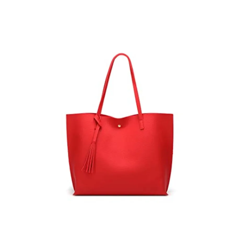 

Dreubea Women's Soft Faux Leather Tote Shoulder Bag from, Big Capacity Tassel Handbag