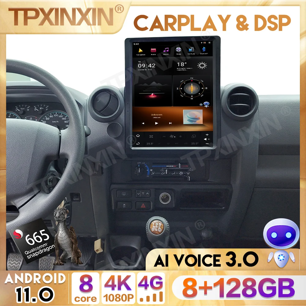 

2din CarPlay Tesla экран для Toyota Land Cruiser LC70 LC75 LC76 Android 11 автомобильное радио мультимедийный плеер навигация головное устройство GPS