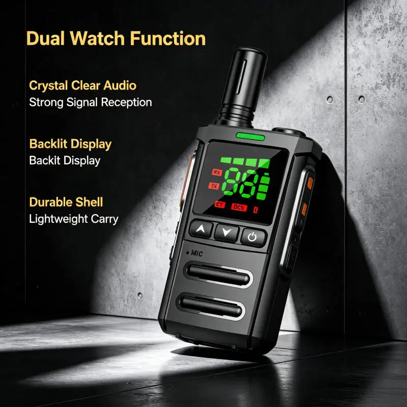 High Power Walkie Talkie with Bright LED Flashlight Long Range 16CH Rechargeable VOX Handheld 2 Way Radio for Outdoor Adventure