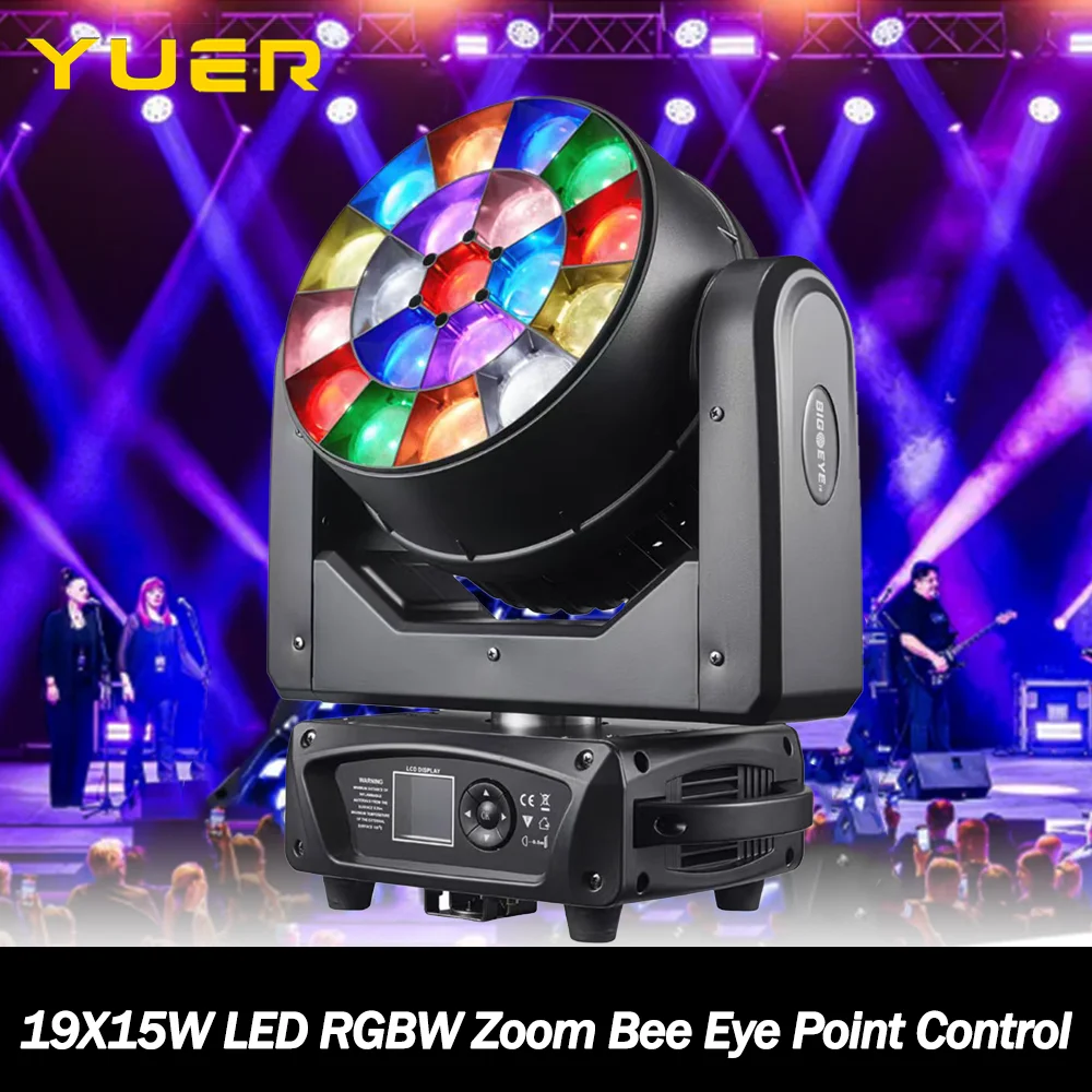 

19X15W RGBW светодиодный точечный светильник с изображением пчелиного глаза, зум, движущаяся головка, эффект мытья DMX512 для DJ Disco Party, свадебного клуба, бара