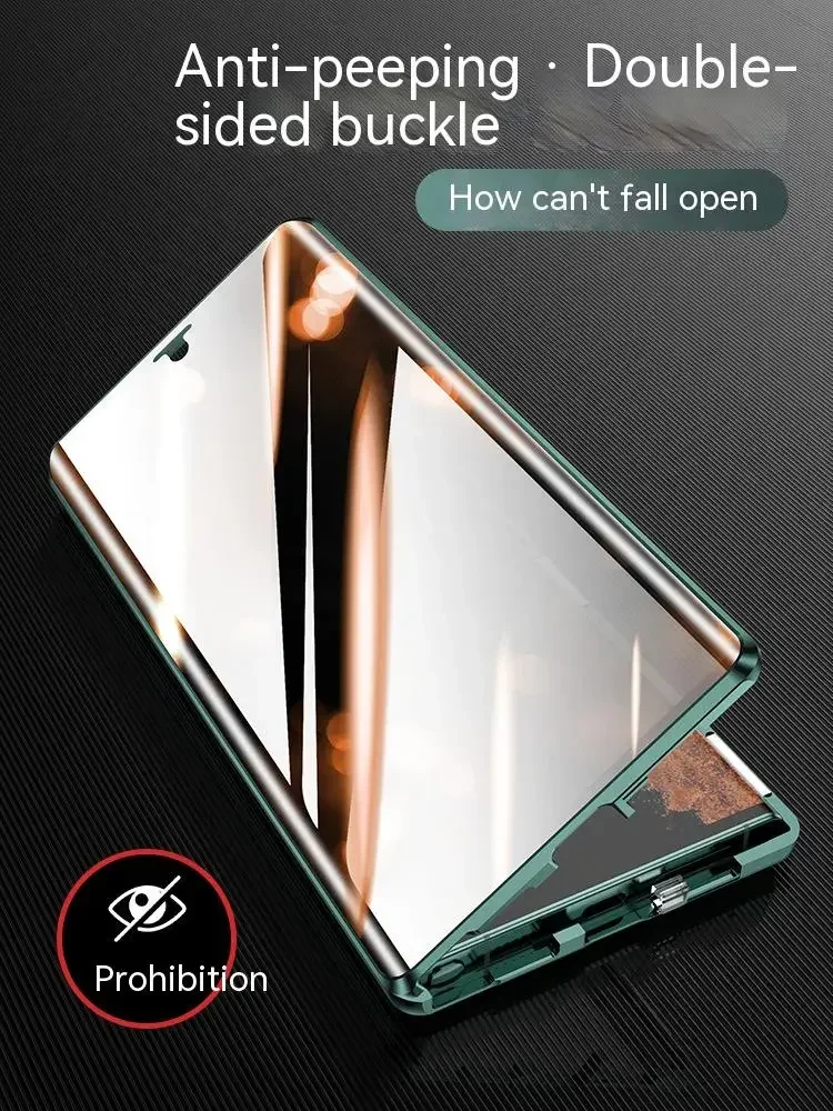 

Magnetic Case 360° Double Sided Glass For Samsung Galaxy S24 S21 S22 S23 S25 Ultra Plus Anti Peeping Metal Lens Protector