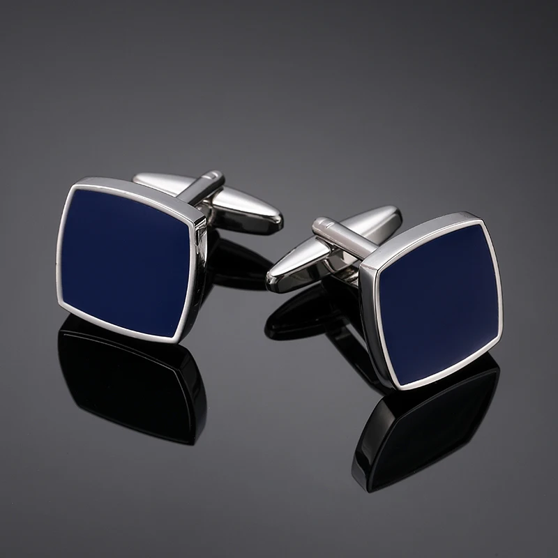 Men's French shirt cufflinks copper material square enamel polishing  grid retro pattern fashionable brand French cuffbutton