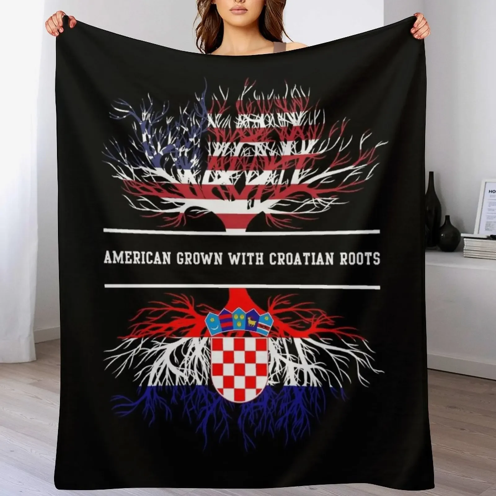 

American Grown With Croatian Roots Croatia Throw Blanket Flannels decorative Kid'S Travel Blankets