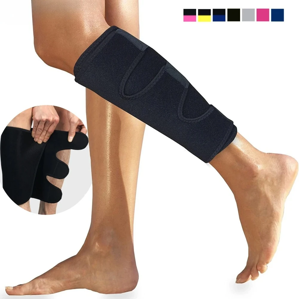 1 Uds. Soporte negro para pantorrilla para músculos de pantorrilla rasgada y férula para espinilla alivio del dolor manga de compresión de pantorrilla para lesiones por la parte inferior de la pierna tensión, desgarro