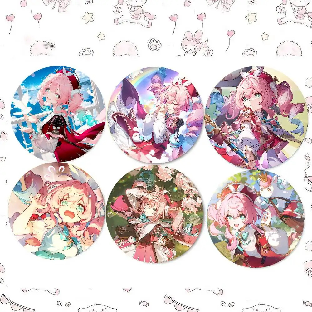 Hyacine Animated Game Honkai Star Rail Badge Tinplate Meme Round Brooch For Hat Bag Creative Lapel Jewelry Accessories Gifts