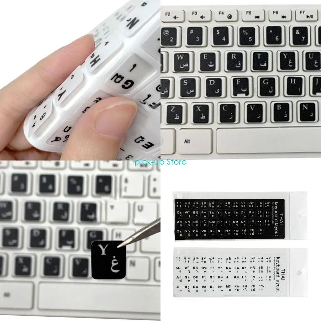 

Q5WA Letter Sticker Waterproof Super Durable Thai Keyboard Stickers 18x6.5cm