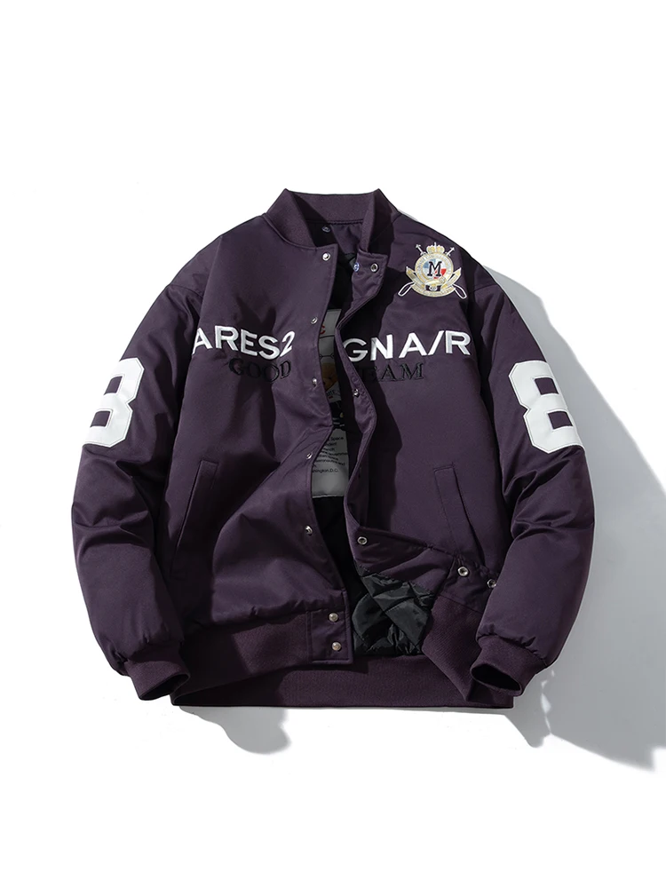 

Thiened American Sle Embroidered Baseball Cotton Jaet Men's Pilot Coat Spring Autumn Winter Casual Loose Fit Faion