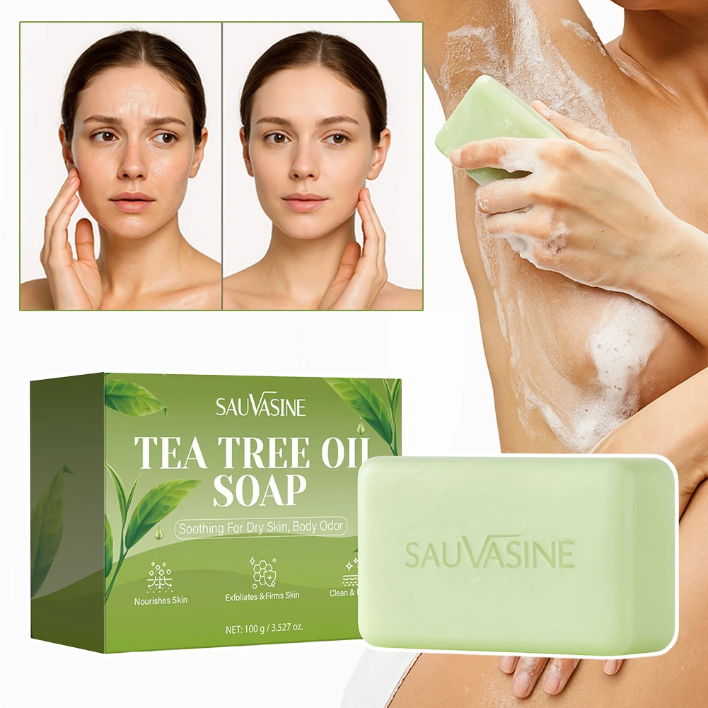 

Мыло с маслом чайного дерева, 100 г, глубоко очищающее поры, освежающее средство для лица и тела для жирной кожи