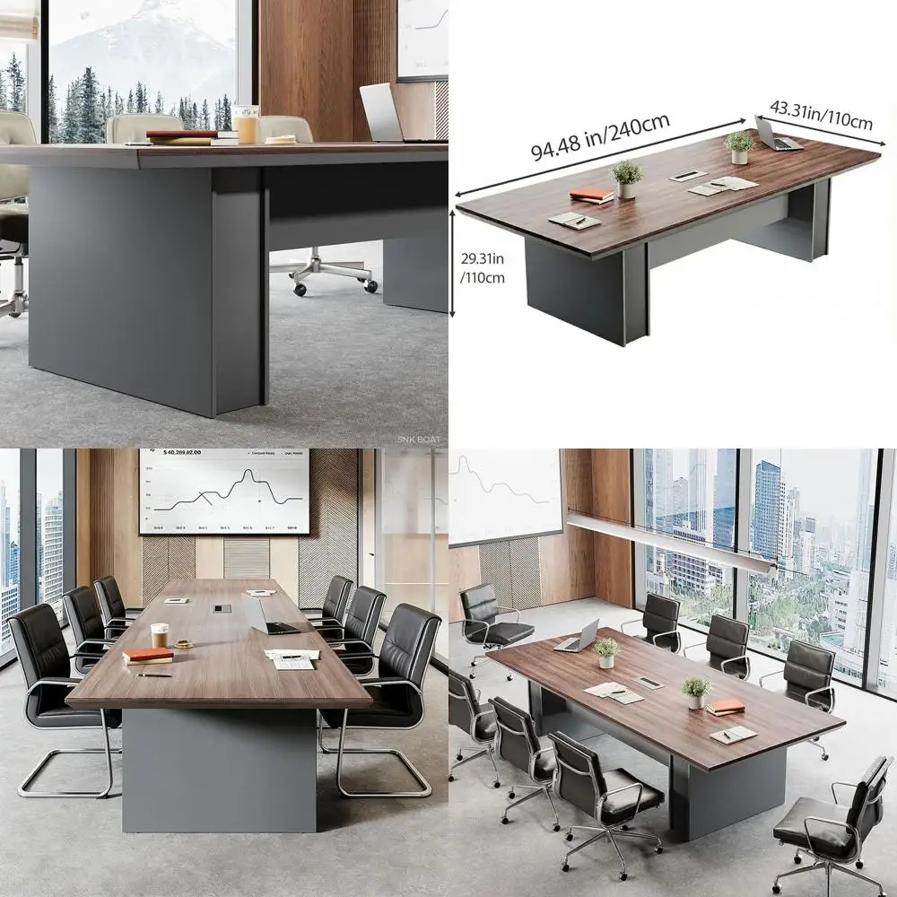 

Элегантный конференц-стол из орехового дерева на 8-10 человек с толстой столешницей 1,65 м и встроенной системой кабель-менеджмента