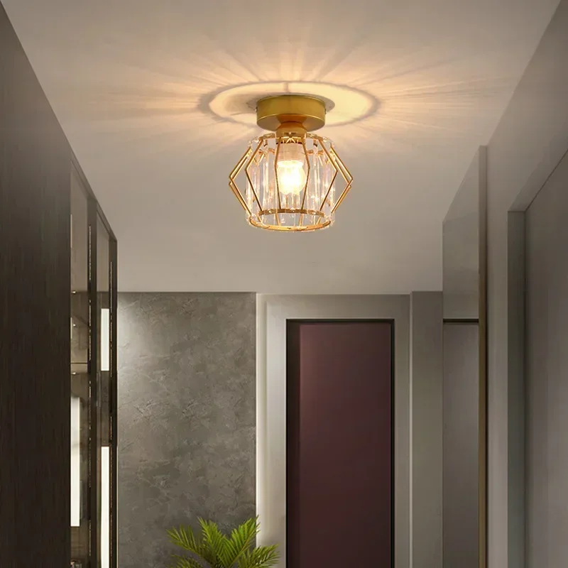 Nordic Ceiling Lights Crystal Lampshade Balck Gold Plafonnier Living Room Bedroom Modern Round Square Decorative Ceiling Lamp