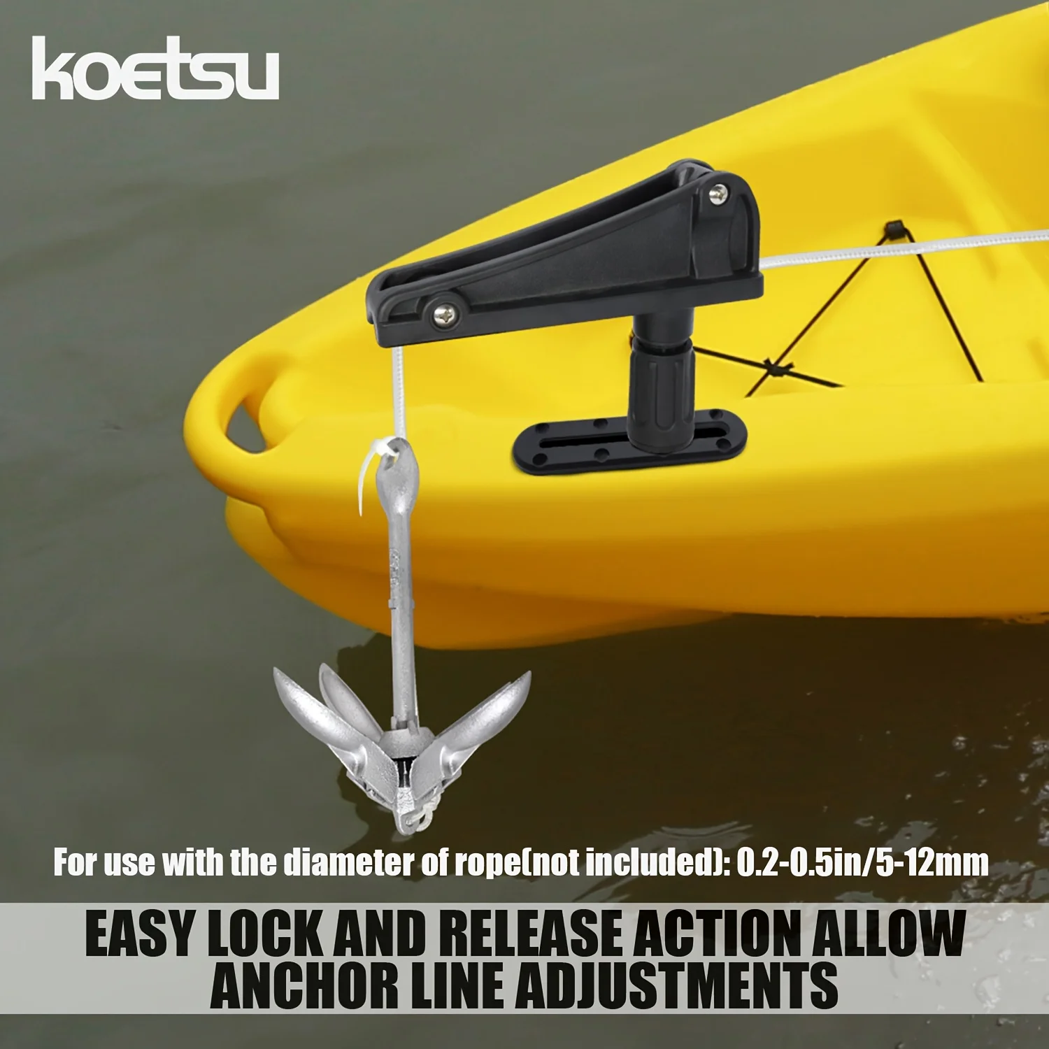 

KOETSU Anchor Lock, Kayak Anchor Lock Kit Side Deck Mount Anchor Lock Release System for Kayaks Canoe Small Boat Fishing