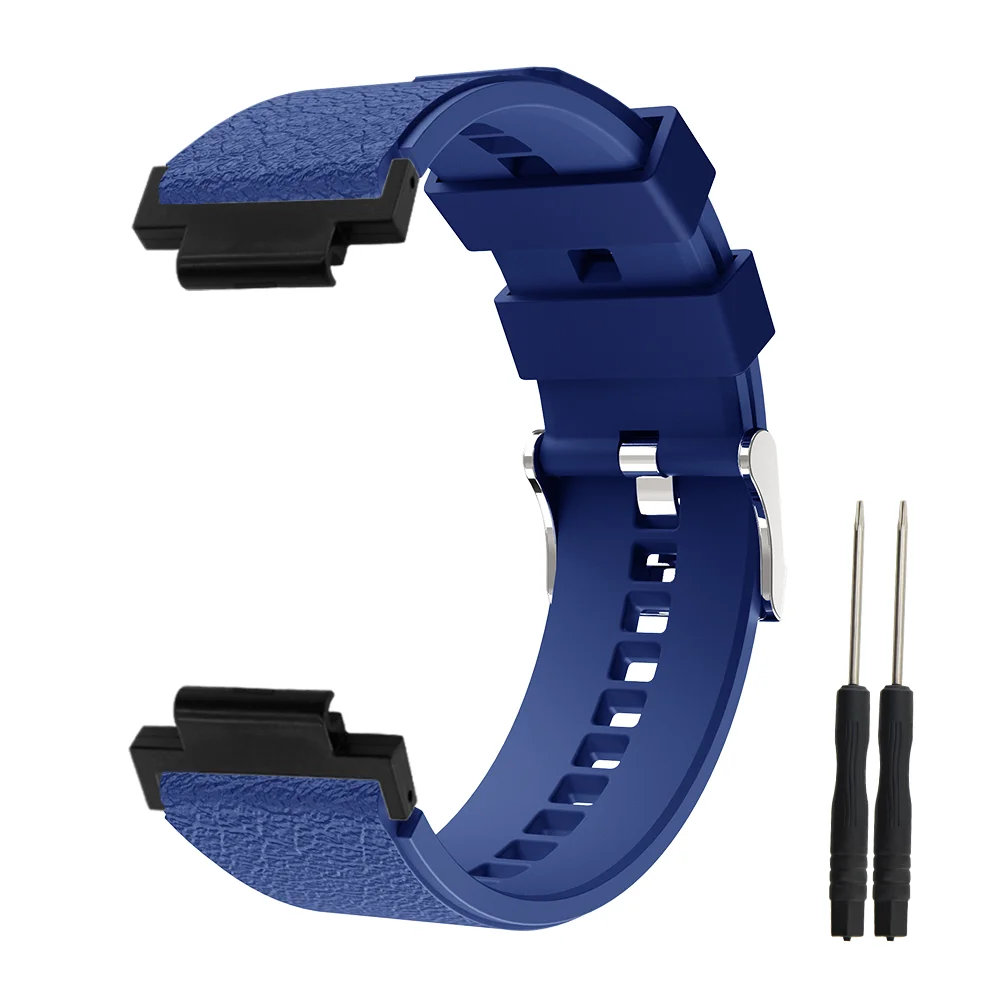 

Leather Grain Silicone Watch Strap For Garmin Watch 235 Metal Buckle Quick Release Skin-friendly Sport Smartwatch Band Unisex
