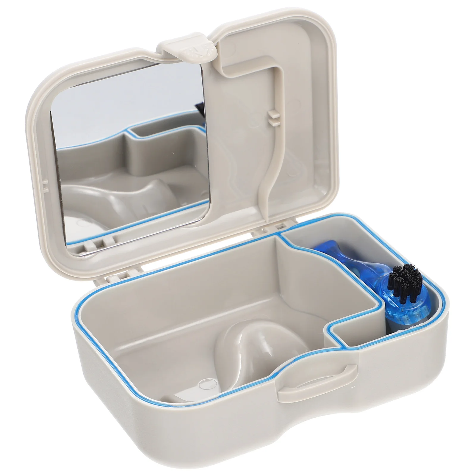 

False Teeth Storage Box Durable Practical Denture Cleaner Holder Compact Size Outdoor Activities Easy Carry