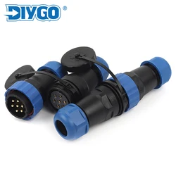 SP28 IP68 Straight Docking Waterproof Connector 2-26 Pin Male plug and Female socket For Electrical Cable Wire Connector DIY GO