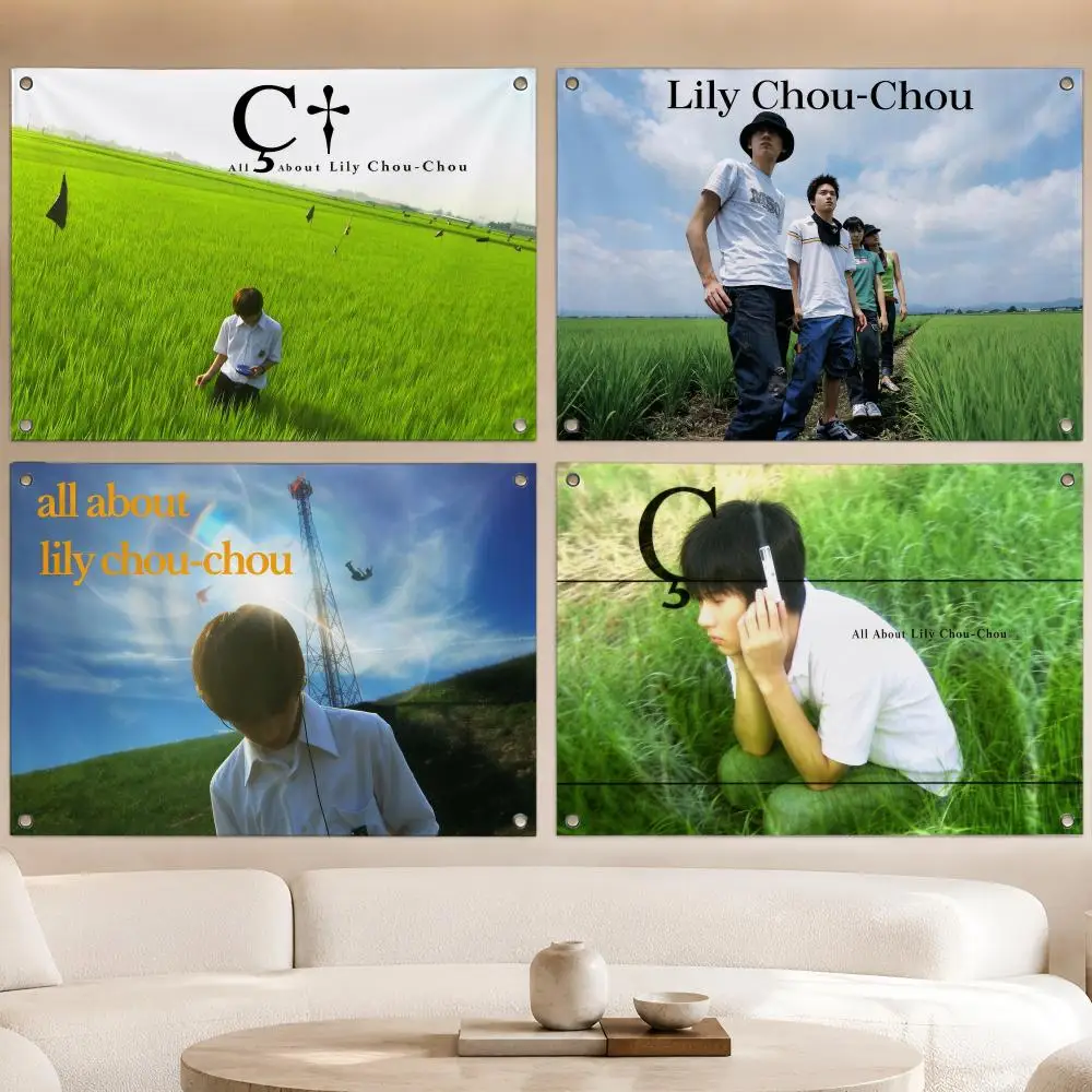Movie Cute All About Lily Chou-Chou Flags Fan Banner Tapestry Wall Hanging Garage BarDorm Camp Party Outdoor Home Decor Gift