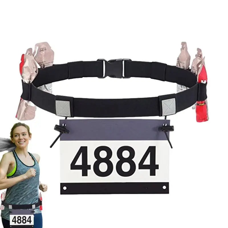 Outdoor Running Waist Belt Triathlon Marathon Race Number Belt With Gel Holder Cloth Belt Motor Gym Fitness Sport Accessories