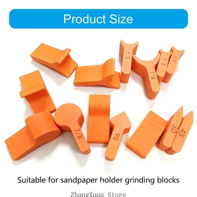 Schleifpapierhalterblock-Set, 14-teilig, sortierter Handwinkel-Schleifgriff für Detailbearbeitung, Konturenarbeiten – Detail 6