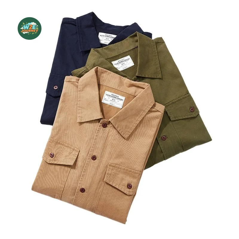 W2EJOURNEY EU US Size Luxury Quality Work Shirt Outdoor Wear Autumn Vintage Western Brushed Long Sleeve Shirt