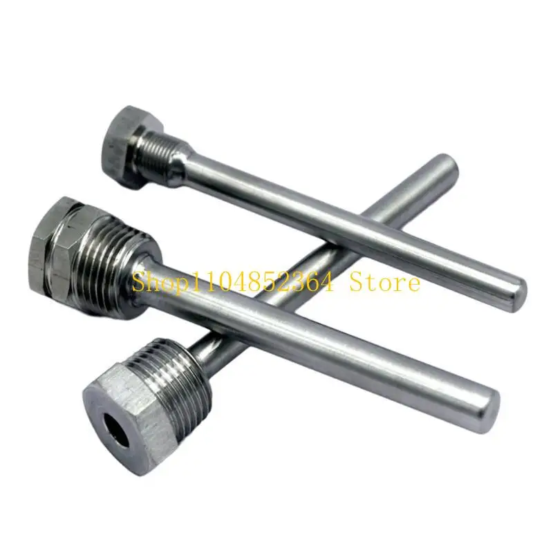 2pcs Temperature Sensors 1/2in Thread Immersions Sleeve 50/100/200/300mm Stainless Probe Water Tanks Protective Shell