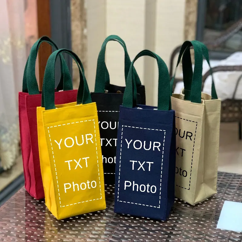 Customization TXT/Photo DIY Handheld Cup Portable Tote Bag Double-Layer Water Bottle Holder for Thermos Umbrella Cosmetic