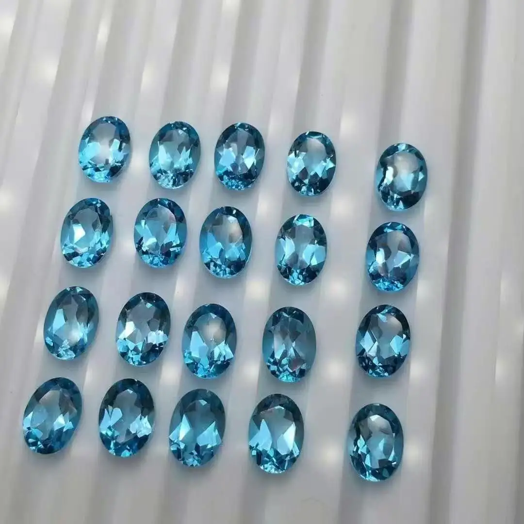 

20 шт. натуральный швейцарский синий топаз необрезанный овальный камень 3х5 мм