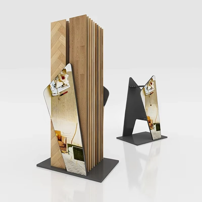 &c Wholesale Custom Logo Simple Slot Type Hardwood Flooring Sample Display Racks Stable & Easy Move Powder Coated Certified