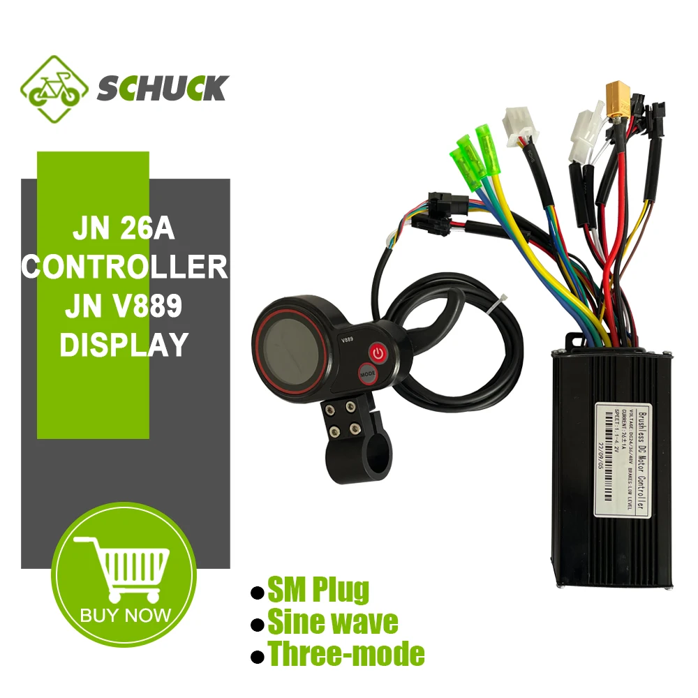 

JN 26A Three-Mode Sine Wave Ebike Controller with JN V889 LCD Display for Electric Scooter Conversion Parts with SM Connector