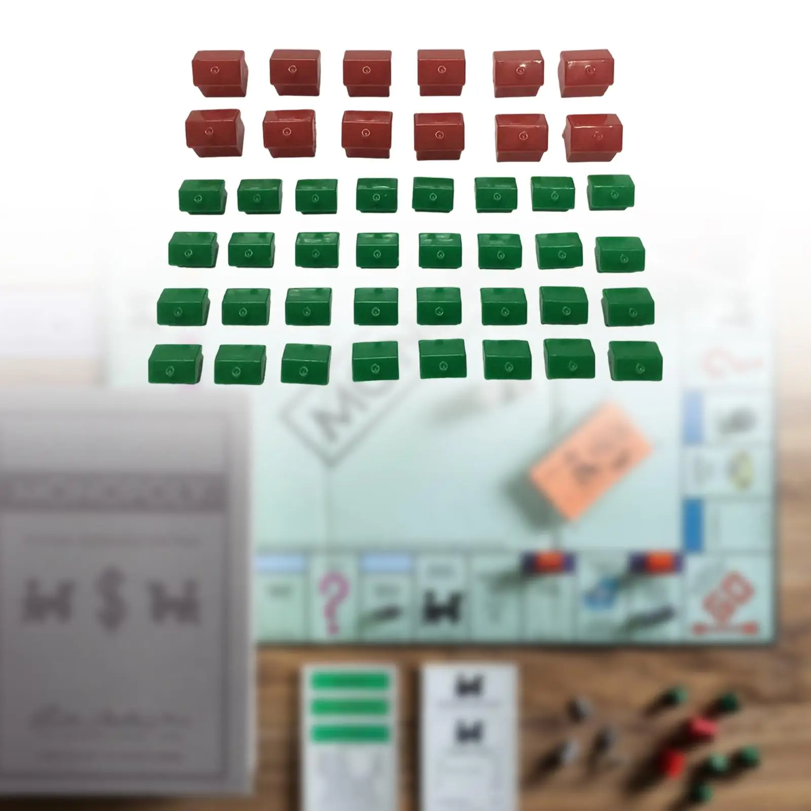 Hotel Game Replacement Pieces Hotels Houses Set Easy to Use Family Monopoly Replacement Pieces 12 Red Houses and 32 Green Houses